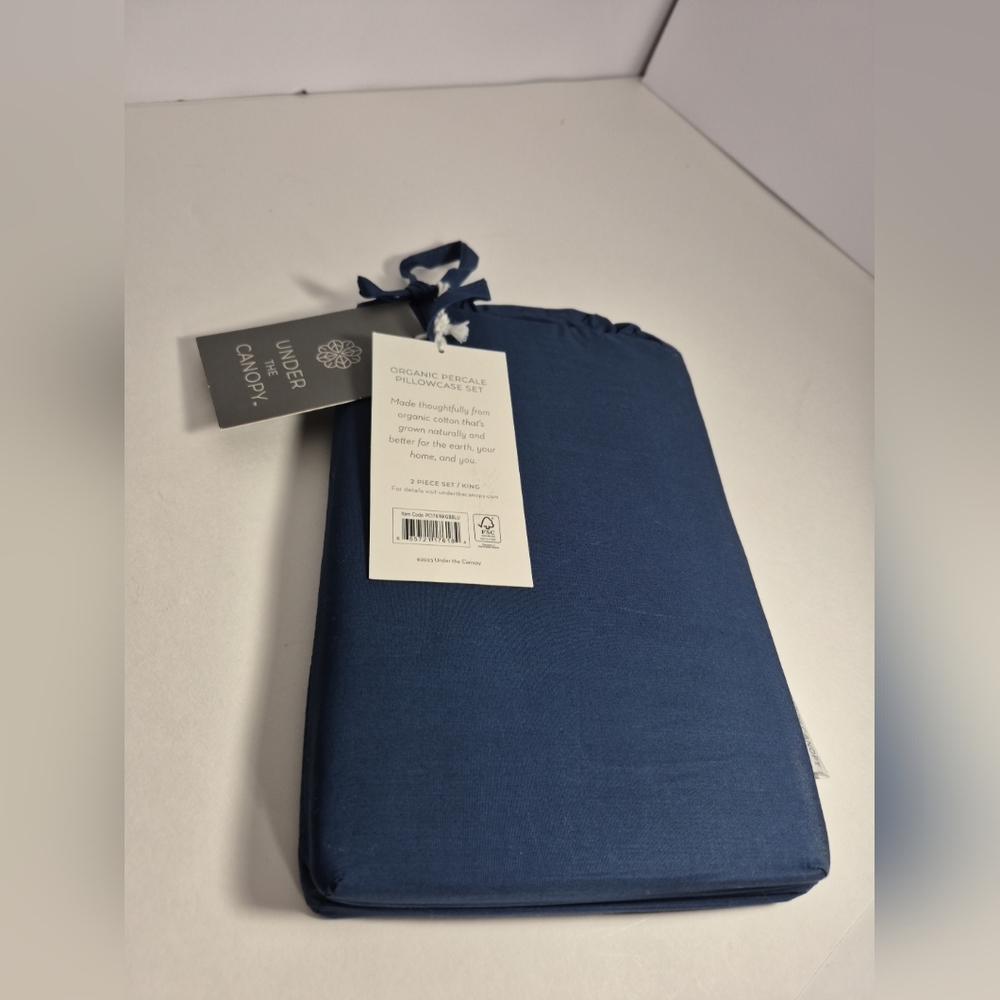 Under The Canopy Organic Deep Sea / Blue Percale Pillowcase Set King Size